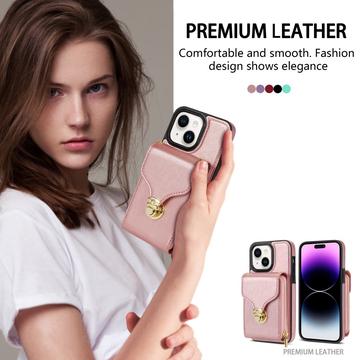 iPhone 15 Plus Alt-i-et cover med pung og rem - Rødguld