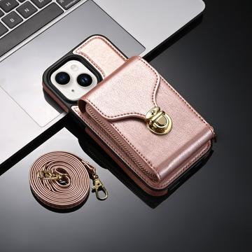 iPhone 15 Plus Alt-i-et cover med pung og rem - Rødguld