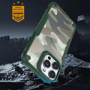 iPhone 15 Plus Anti-Shock Hybrid Cover - Camouflage - Grøn