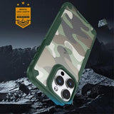 iPhone 15 Plus Anti-Shock Hybrid Cover - Camouflage - Grøn