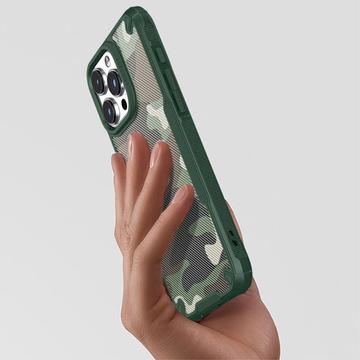 iPhone 15 Plus Anti-Shock Hybrid Cover - Camouflage - Grøn
