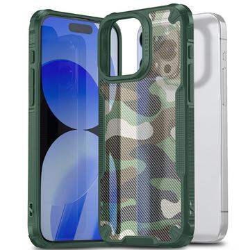 iPhone 15 Plus Anti-Shock Hybrid Cover - Camouflage - Grøn