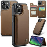 iPhone 15 Plus Caseme C22-etui RFID-kortpung - brun