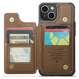 iPhone 15 Plus Caseme C22-etui RFID-kortpung - brun