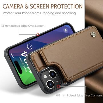 iPhone 15 Plus Caseme C22-etui RFID-kortpung - brun