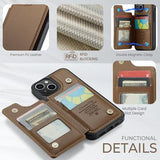 iPhone 15 Plus Caseme C22-etui RFID-kortpung - brun