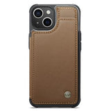 iPhone 15 Plus Caseme C22-etui RFID-kortpung - brun
