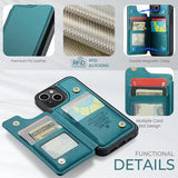 iPhone 15 Plus Caseme C22-etui RFID-kortpung - grøn