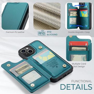 iPhone 15 Plus Caseme C22-etui RFID-kortpung - grøn