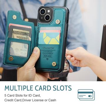 iPhone 15 Plus Caseme C22-etui RFID-kortpung - grøn