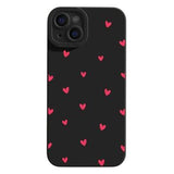iPhone 15 Plus Slim TPU-cover med hjertemønster - sort / rød