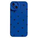iPhone 15 Plus Slim TPU-cover med hjertemønster - blå / sort