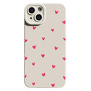 iPhone 15 Plus Slim TPU-cover med hjertemønster - hvid / rød