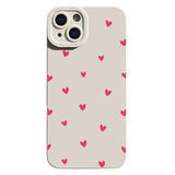 iPhone 15 Plus Slim TPU-cover med hjertemønster - hvid / rød
