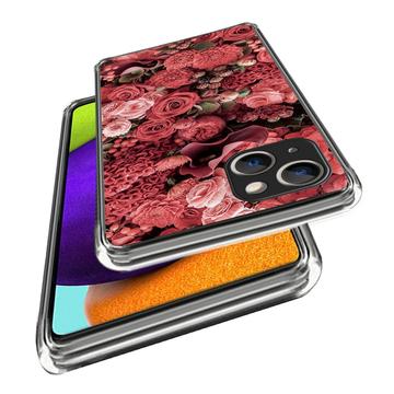 iPhone 15 Plus Stilfuld Ultra-Slim TPU Cover - Røde Blomster
