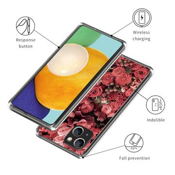 iPhone 15 Plus Stilfuld Ultra-Slim TPU Cover - Røde Blomster