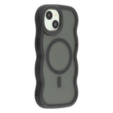 iPhone 15 Plus/14 Plus Bølgekant magnetisk hybrid cover - sort