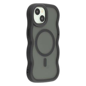 iPhone 15 Plus/14 Plus Bølgekant magnetisk hybrid cover - sort