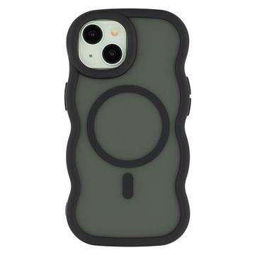 iPhone 15 Plus/14 Plus Bølgekant magnetisk hybrid cover - sort