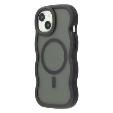 iPhone 15 Plus/14 Plus Bølgekant magnetisk hybrid cover - sort