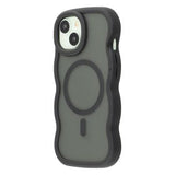 iPhone 15 Plus/14 Plus Bølgekant magnetisk hybrid cover - sort