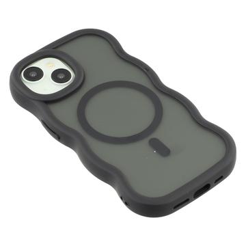 iPhone 15 Plus/14 Plus Bølgekant magnetisk hybrid cover - sort