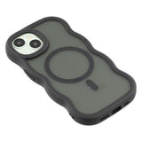 iPhone 15 Plus/14 Plus Bølgekant magnetisk hybrid cover - sort