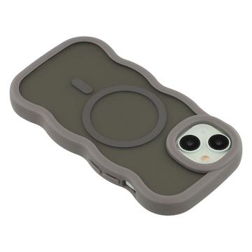 iPhone 15 Plus/14 Plus Bølgekant magnetisk hybrid cover - grå