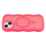 iPhone 15 Plus/14 Plus Bølgekant magnetisk hybrid cover - hot pink