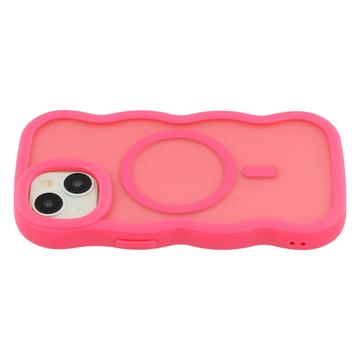 iPhone 15 Plus/14 Plus Bølgekant magnetisk hybrid cover - hot pink