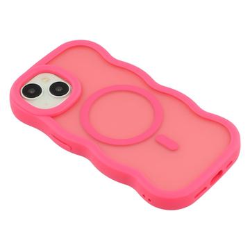 iPhone 15 Plus/14 Plus Bølgekant magnetisk hybrid cover - hot pink