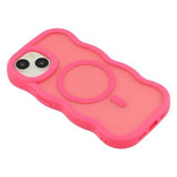 iPhone 15 Plus/14 Plus Bølgekant magnetisk hybrid cover - hot pink