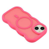 iPhone 15 Plus/14 Plus Bølgekant magnetisk hybrid cover - hot pink