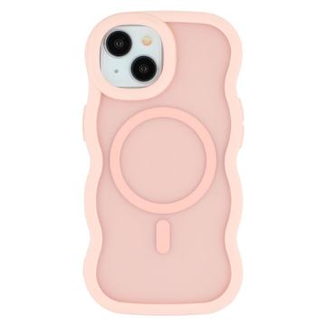 iPhone 15 Plus/14 Plus Bølgekant magnetisk hybrid cover - pink