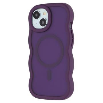 iPhone 15 Plus/14 Plus Bølgekant magnetisk hybrid cover - lilla