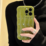 iPhone 15 Pro 3D Lineær Bølgetaske - Grøn