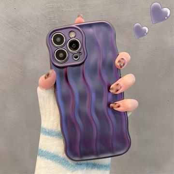 iPhone 15 Pro 3D Lineær Bølgetaske - Lilla
