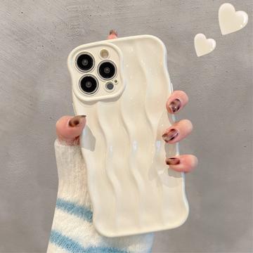 iPhone 15 Pro 3D Lineær Bølgetaske - Hvid