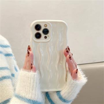 iPhone 15 Pro 3D Lineær Bølgetaske - Hvid