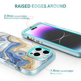 iPhone 15 Pro Ahastyle WE13 360 Beskyttelse Hybrid Cover - blå marmor