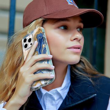 iPhone 15 Pro Ahastyle WE13 360 Beskyttelse Hybrid Cover - blå marmor