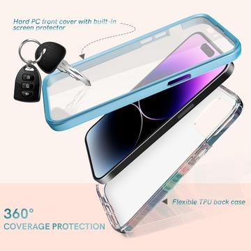 iPhone 15 Pro Ahastyle WE13 360 Beskyttelse Hybrid Cover - Farverig bølge