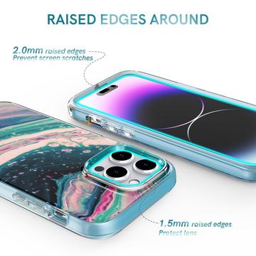 iPhone 15 Pro Ahastyle WE13 360 Beskyttelse Hybrid Cover - Farverig bølge
