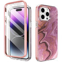 iPhone 15 Pro Ahastyle WE13 360 Beskyttelse Hybrid Cover - Lilla marmor