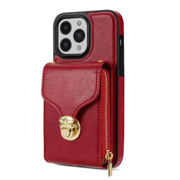 iPhone 15 Pro Alt-i-et cover med pung og rem - rød