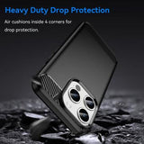 iPhone 15 Pro Børstet TPU Cover - Karbonfiber - Sort