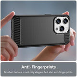 iPhone 15 Pro Børstet TPU Cover - Karbonfiber - Sort
