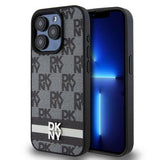 iPhone 15 Pro DKNY Ternet Mønster og Stribe Cover - Sort
