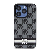 iPhone 15 Pro DKNY Ternet Mønster og Stribe Cover - Sort