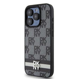 iPhone 15 Pro DKNY Ternet Mønster og Stribe Cover - Sort
